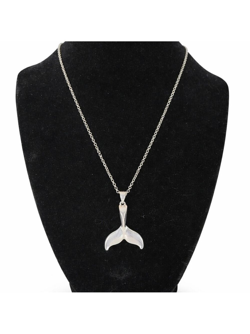 Periwinkle Silver Whale Fin Pendant Necklace